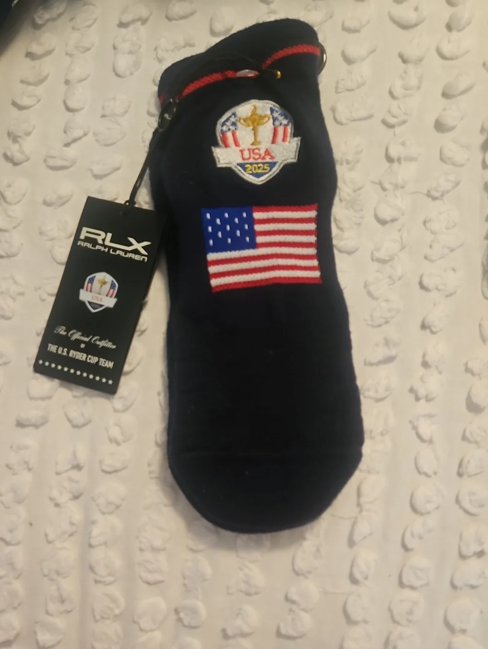 Mens RLX Ralph Lauren Navy Ankle Socks with USA Flag Patch, BNWT